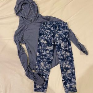 Athleta Girl Blue Hoodie and 3/4 Leggings Outfit L/12